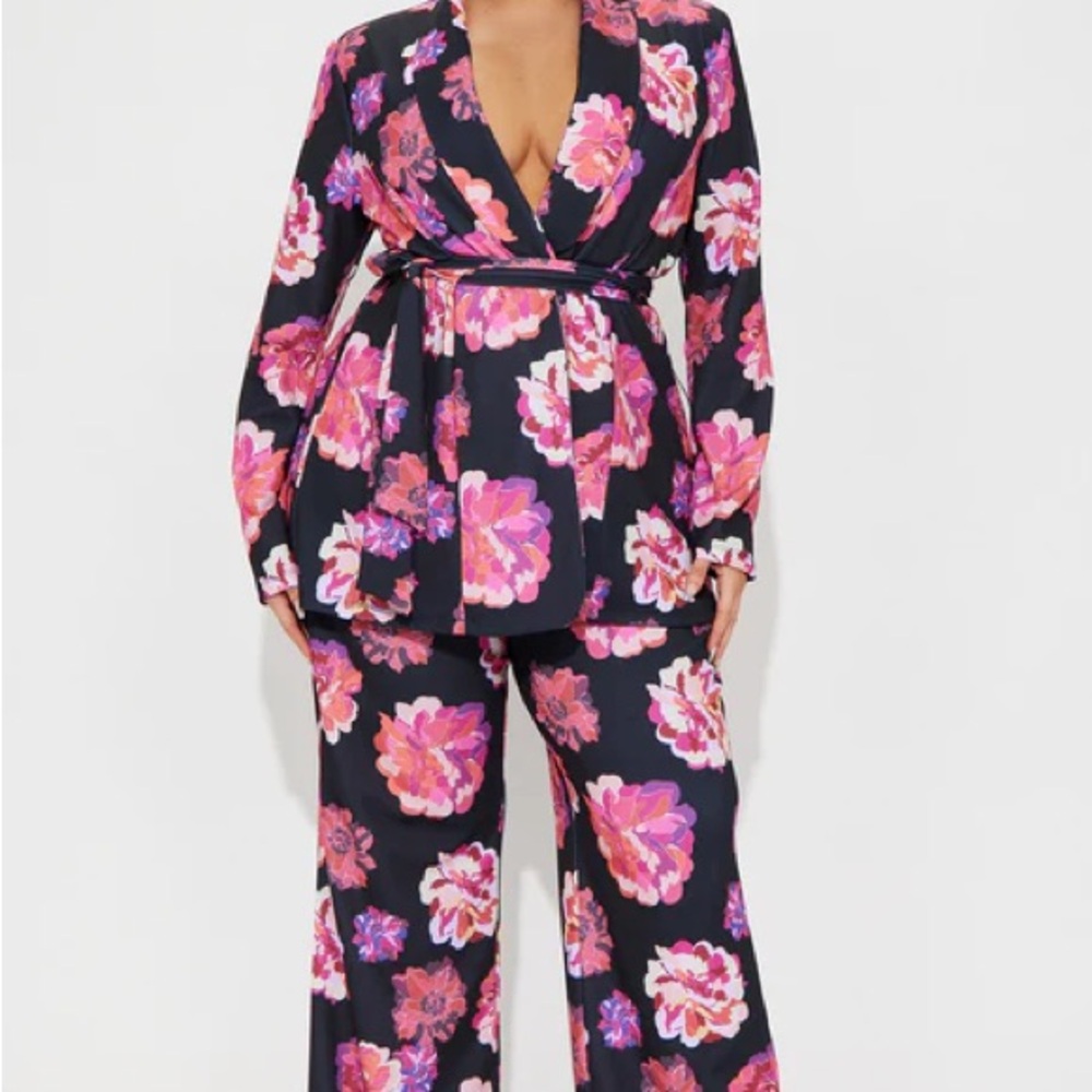 Floral Women's Jumpsuit - Pink and Purple